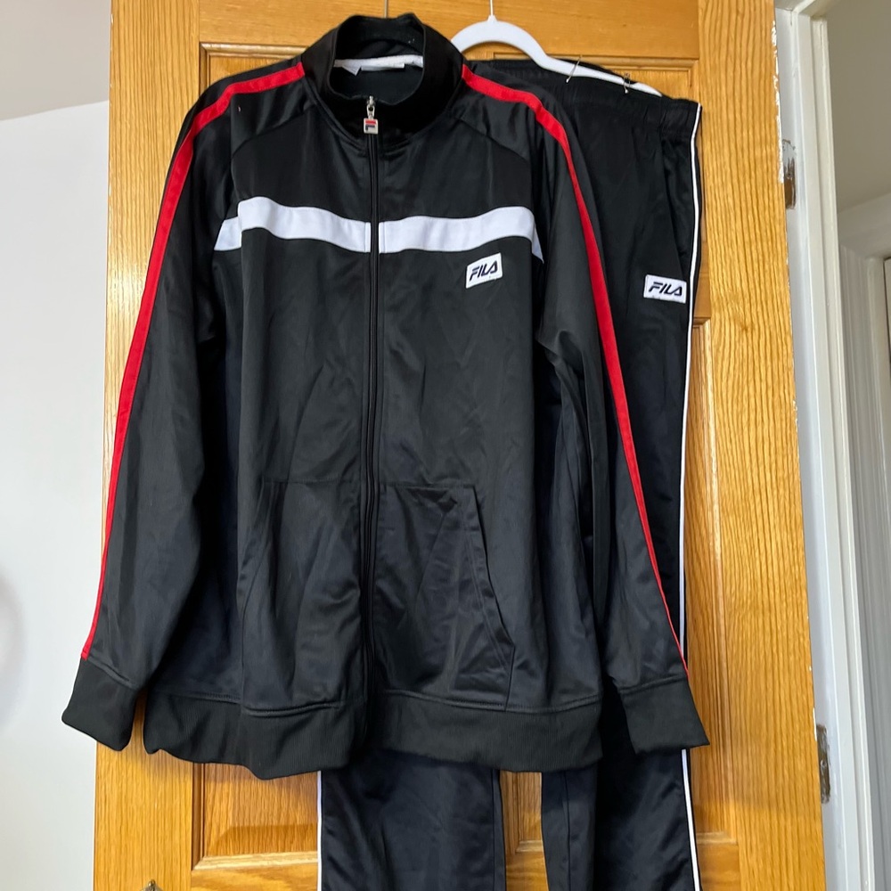 Fila Men's Black and Red Jogging Set.